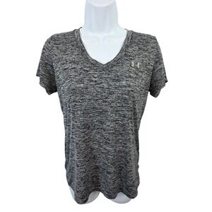 Under Armour HeatGear Shirt Heathered Gray Athletic Workout Top Womens Small/B92
